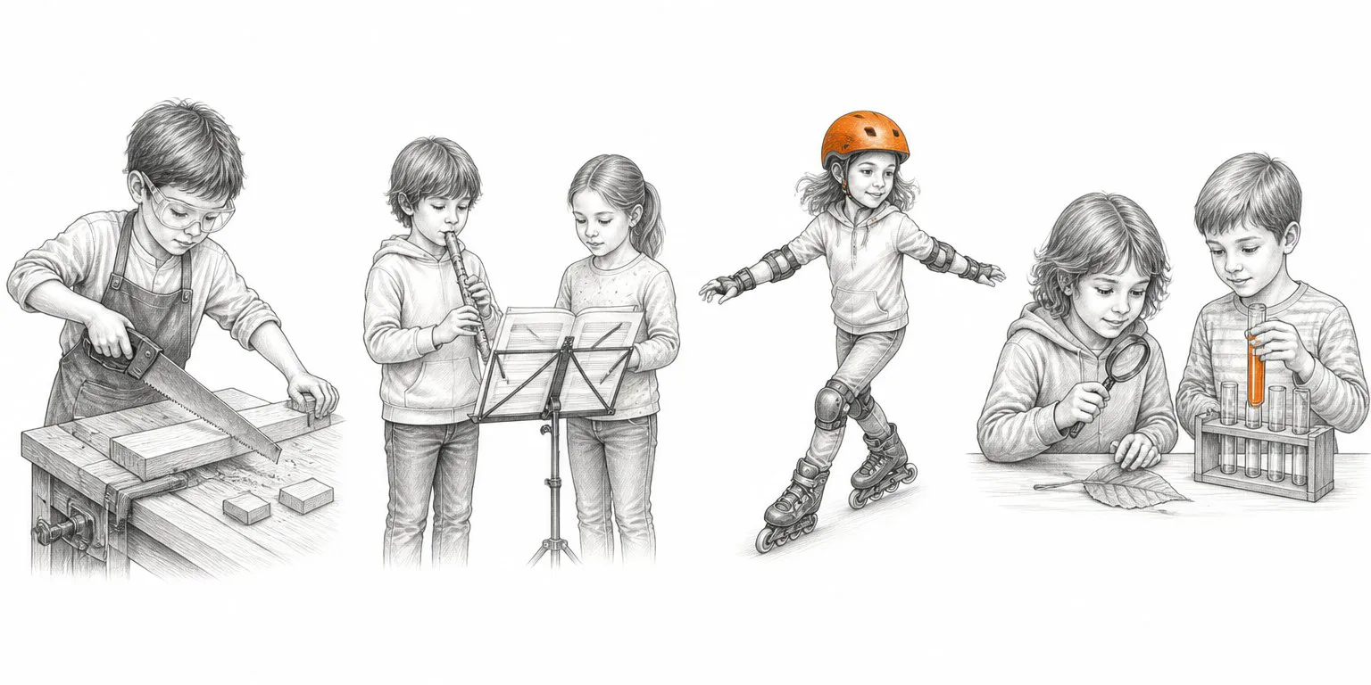Holzwerkstatt, Flöte, Inliner und Experimente